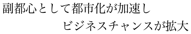 副都心として都市化が加速しビジネスチャンスが拡大