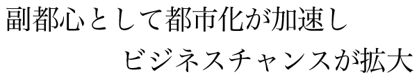 副都心として都市化が加速しビジネスチャンスが拡大