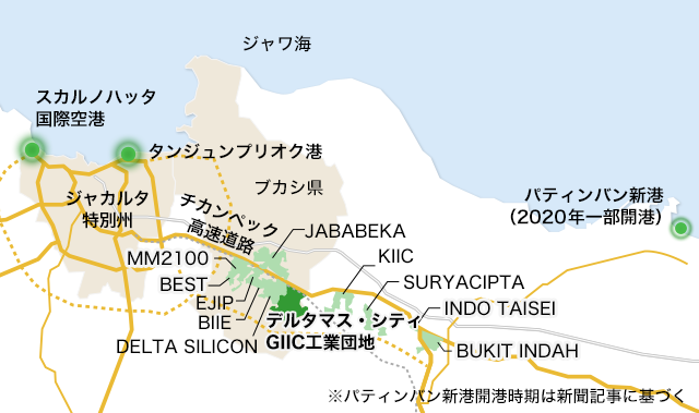チカンペック高速道路沿いの工業団地集積エリアの中心に位置